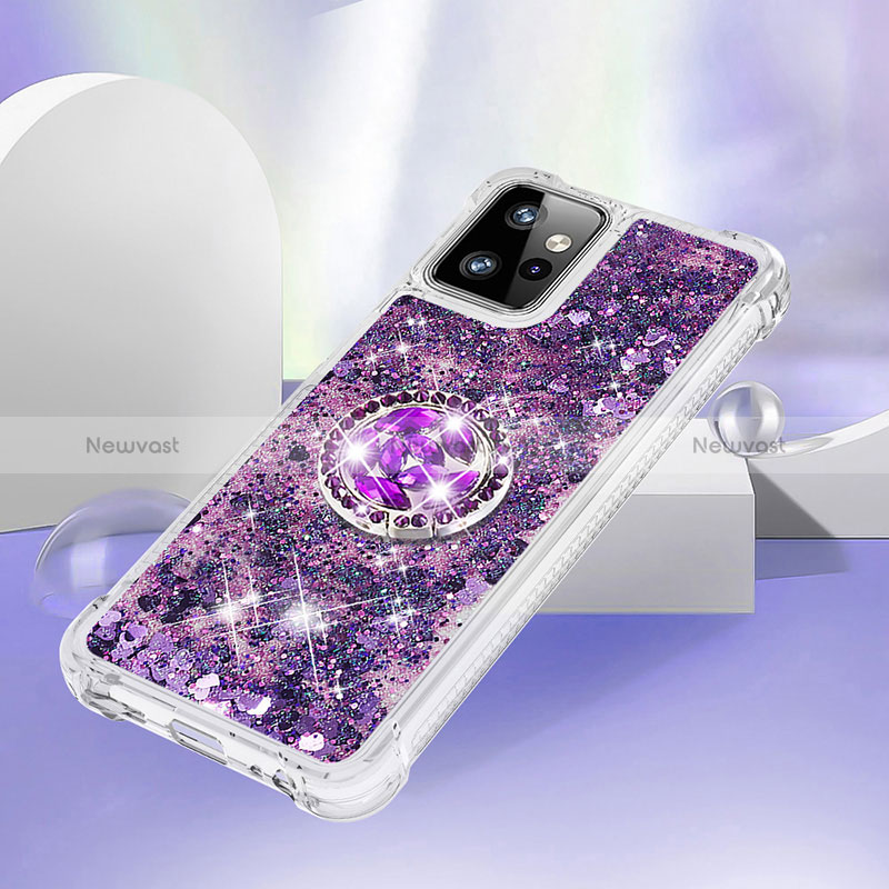 Silicone Candy Rubber TPU Bling-Bling Soft Case Cover with Finger Ring Stand YB1 for Motorola Moto G Power 5G (2023)