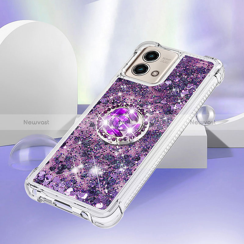 Silicone Candy Rubber TPU Bling-Bling Soft Case Cover with Finger Ring Stand YB1 for Motorola Moto G Stylus (2023) 4G