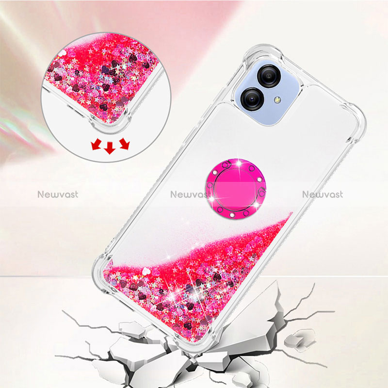 Silicone Candy Rubber TPU Bling-Bling Soft Case Cover with Finger Ring Stand YB1 for Samsung Galaxy A04 4G