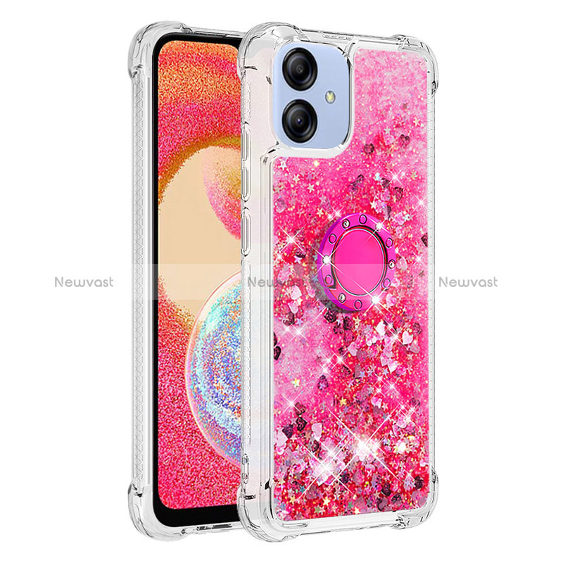 Silicone Candy Rubber TPU Bling-Bling Soft Case Cover with Finger Ring Stand YB1 for Samsung Galaxy A04E