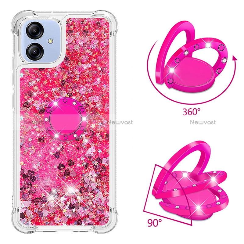 Silicone Candy Rubber TPU Bling-Bling Soft Case Cover with Finger Ring Stand YB1 for Samsung Galaxy A04E