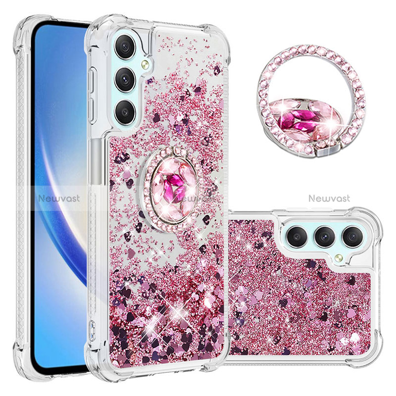 Silicone Candy Rubber TPU Bling-Bling Soft Case Cover with Finger Ring Stand YB1 for Samsung Galaxy A24 4G