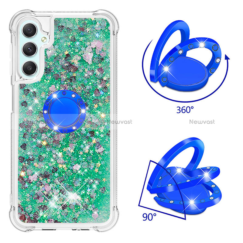 Silicone Candy Rubber TPU Bling-Bling Soft Case Cover with Finger Ring Stand YB1 for Samsung Galaxy A24 4G