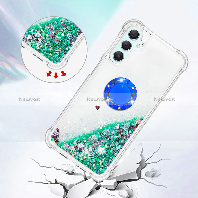 Silicone Candy Rubber TPU Bling-Bling Soft Case Cover with Finger Ring Stand YB1 for Samsung Galaxy A24 4G