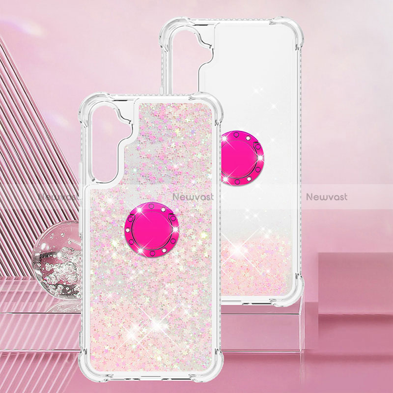 Silicone Candy Rubber TPU Bling-Bling Soft Case Cover with Finger Ring Stand YB1 for Samsung Galaxy A34 5G