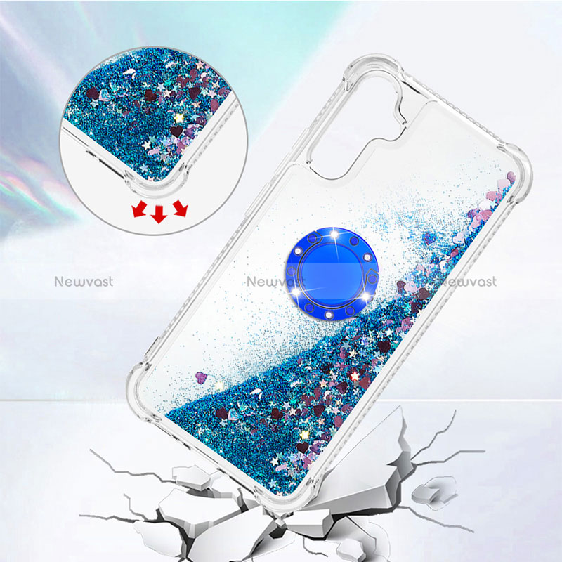 Silicone Candy Rubber TPU Bling-Bling Soft Case Cover with Finger Ring Stand YB1 for Samsung Galaxy A34 5G