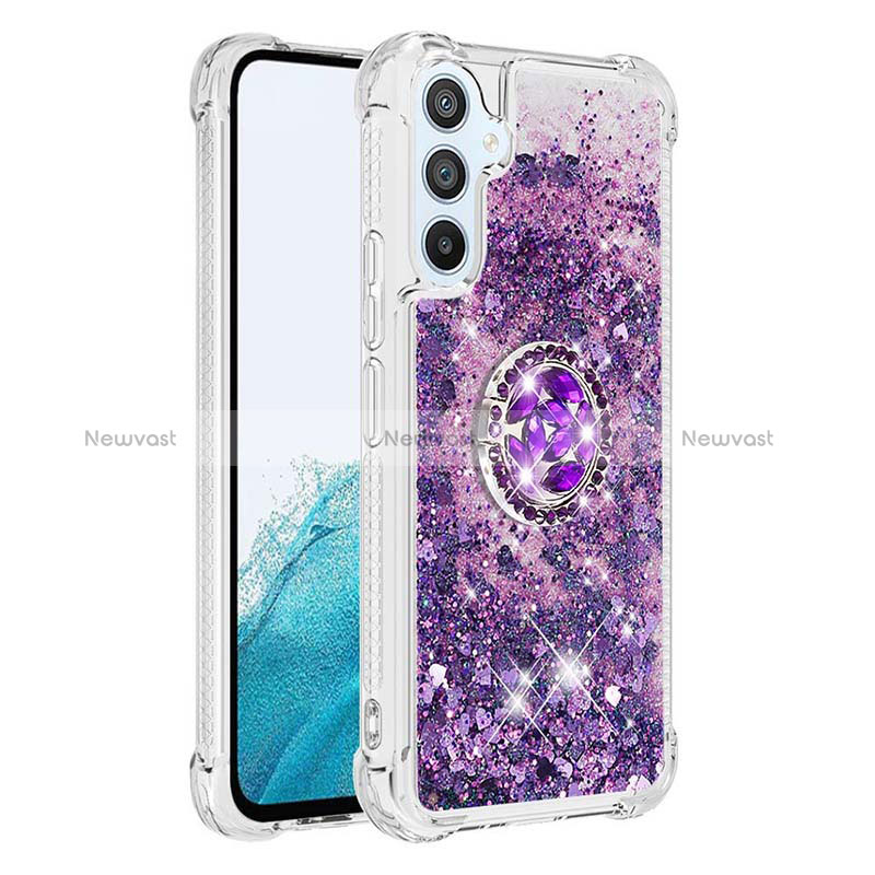 Silicone Candy Rubber TPU Bling-Bling Soft Case Cover with Finger Ring Stand YB1 for Samsung Galaxy A54 5G Purple