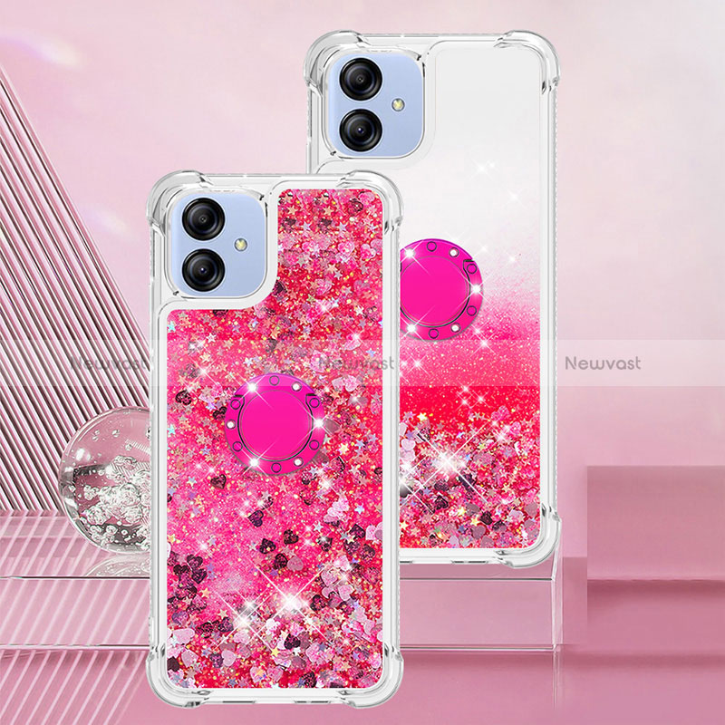 Silicone Candy Rubber TPU Bling-Bling Soft Case Cover with Finger Ring Stand YB1 for Samsung Galaxy M04