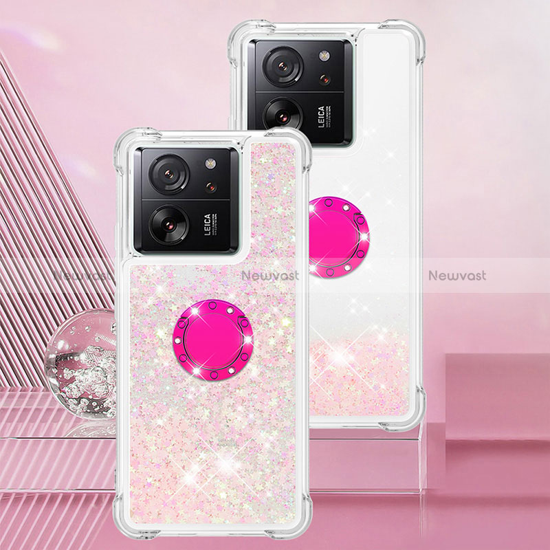 Silicone Candy Rubber TPU Bling-Bling Soft Case Cover with Finger Ring Stand YB1 for Xiaomi Mi 13T 5G