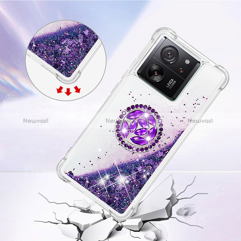 Silicone Candy Rubber TPU Bling-Bling Soft Case Cover with Finger Ring Stand YB1 for Xiaomi Mi 13T 5G