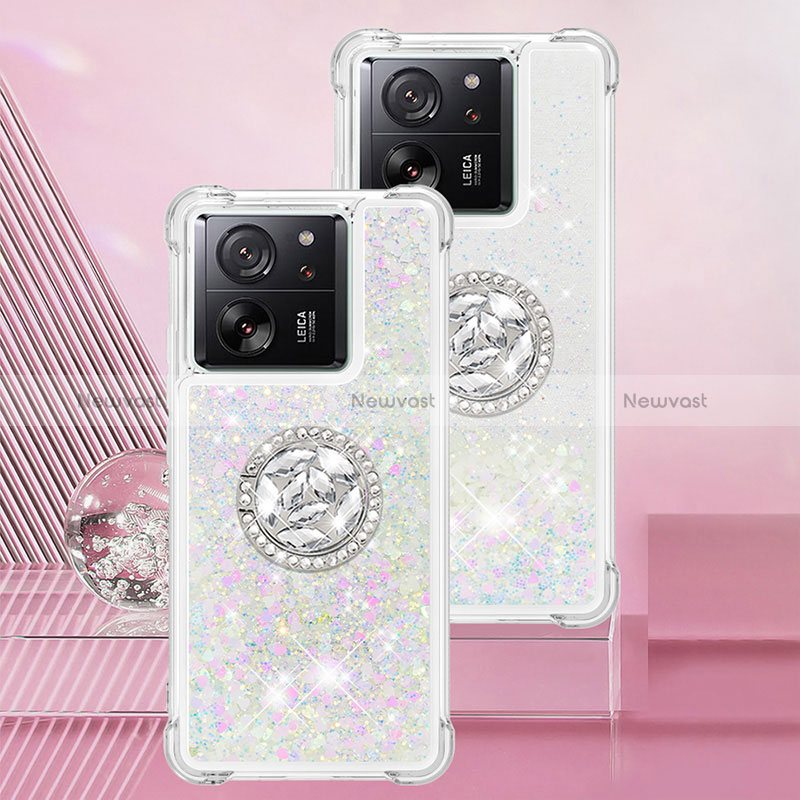 Silicone Candy Rubber TPU Bling-Bling Soft Case Cover with Finger Ring Stand YB1 for Xiaomi Mi 13T 5G