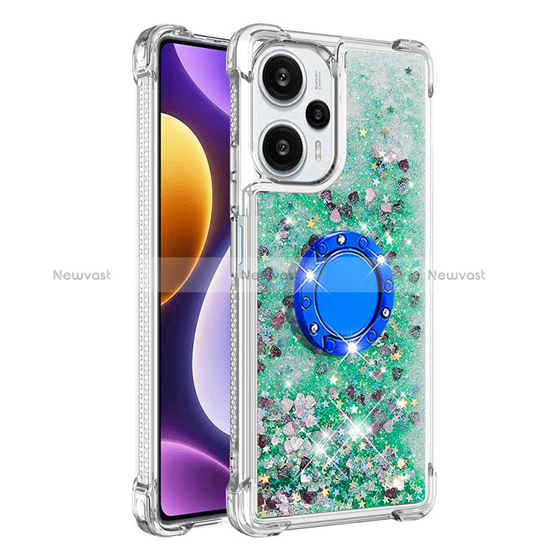 Silicone Candy Rubber TPU Bling-Bling Soft Case Cover with Finger Ring Stand YB1 for Xiaomi Poco F5 5G