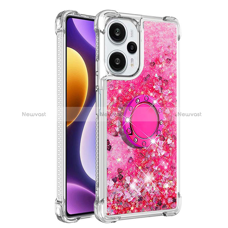 Silicone Candy Rubber TPU Bling-Bling Soft Case Cover with Finger Ring Stand YB1 for Xiaomi Poco F5 5G