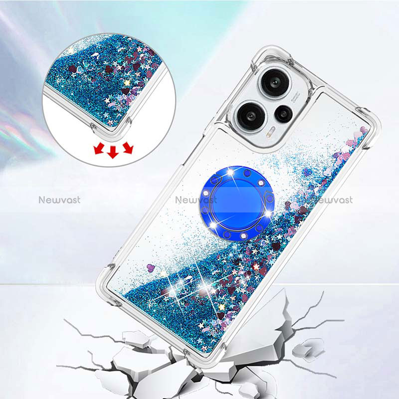 Silicone Candy Rubber TPU Bling-Bling Soft Case Cover with Finger Ring Stand YB1 for Xiaomi Poco F5 5G