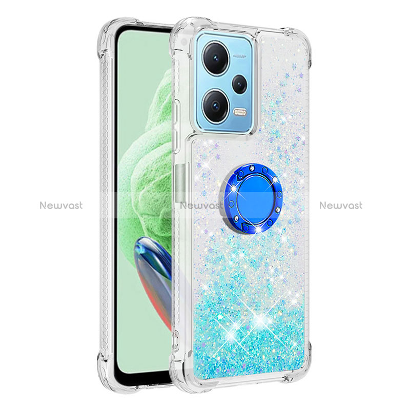 Silicone Candy Rubber TPU Bling-Bling Soft Case Cover with Finger Ring Stand YB1 for Xiaomi Poco X5 5G