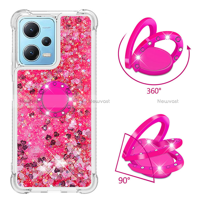 Silicone Candy Rubber TPU Bling-Bling Soft Case Cover with Finger Ring Stand YB1 for Xiaomi Poco X5 5G