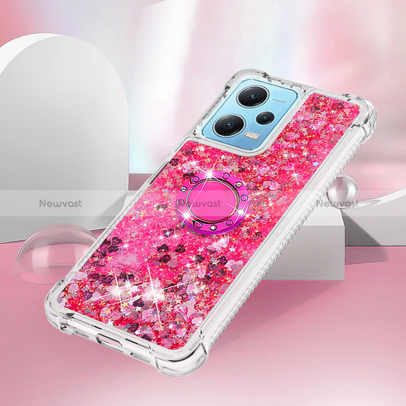 Silicone Candy Rubber TPU Bling-Bling Soft Case Cover with Finger Ring Stand YB1 for Xiaomi Redmi Note 12 5G