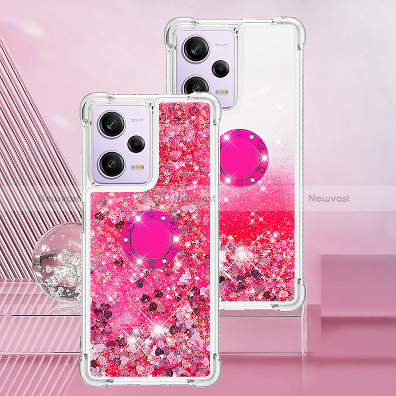 Silicone Candy Rubber TPU Bling-Bling Soft Case Cover with Finger Ring Stand YB1 for Xiaomi Redmi Note 12 Pro 5G