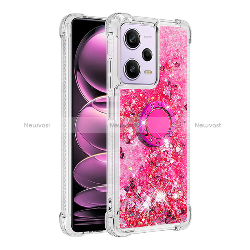 Silicone Candy Rubber TPU Bling-Bling Soft Case Cover with Finger Ring Stand YB1 for Xiaomi Redmi Note 12 Pro 5G