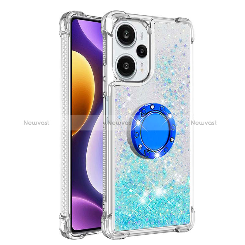 Silicone Candy Rubber TPU Bling-Bling Soft Case Cover with Finger Ring Stand YB1 for Xiaomi Redmi Note 12 Turbo 5G