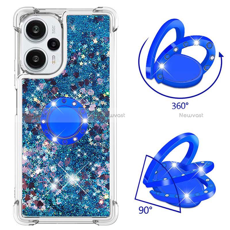 Silicone Candy Rubber TPU Bling-Bling Soft Case Cover with Finger Ring Stand YB1 for Xiaomi Redmi Note 12 Turbo 5G