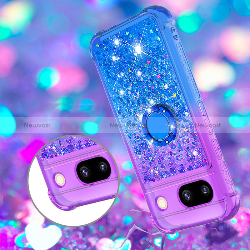 Silicone Candy Rubber TPU Bling-Bling Soft Case Cover with Finger Ring Stand YB2 for Google Pixel 8a 5G
