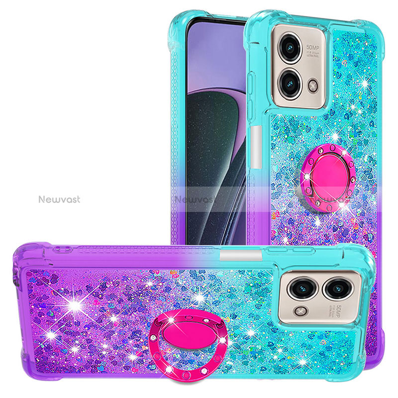 Silicone Candy Rubber TPU Bling-Bling Soft Case Cover with Finger Ring Stand YB2 for Motorola Moto G Stylus (2023) 4G