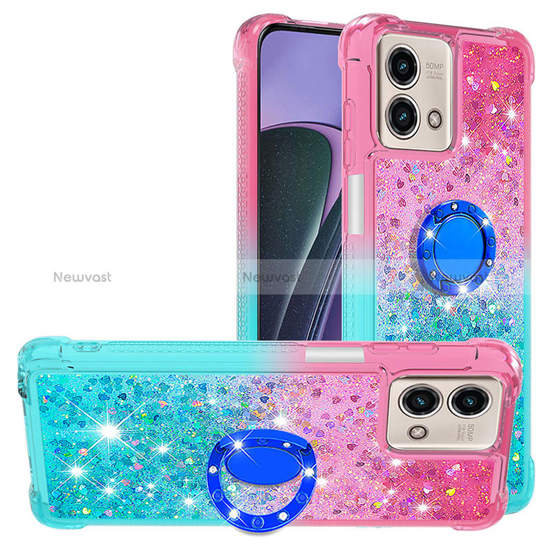 Silicone Candy Rubber TPU Bling-Bling Soft Case Cover with Finger Ring Stand YB2 for Motorola Moto G Stylus (2023) 4G