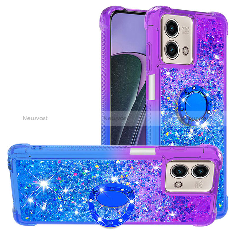 Silicone Candy Rubber TPU Bling-Bling Soft Case Cover with Finger Ring Stand YB2 for Motorola Moto G Stylus (2023) 4G