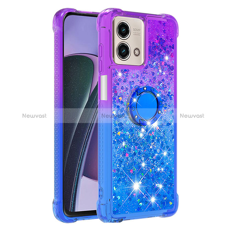 Silicone Candy Rubber TPU Bling-Bling Soft Case Cover with Finger Ring Stand YB2 for Motorola Moto G Stylus (2023) 4G