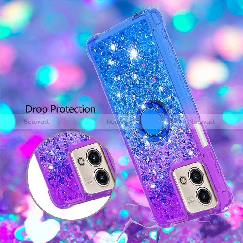 Silicone Candy Rubber TPU Bling-Bling Soft Case Cover with Finger Ring Stand YB2 for Motorola Moto G Stylus (2023) 4G