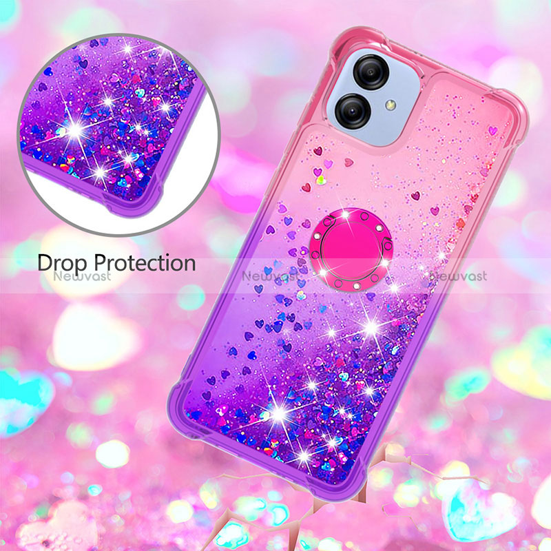 Silicone Candy Rubber TPU Bling-Bling Soft Case Cover with Finger Ring Stand YB2 for Samsung Galaxy A04 4G