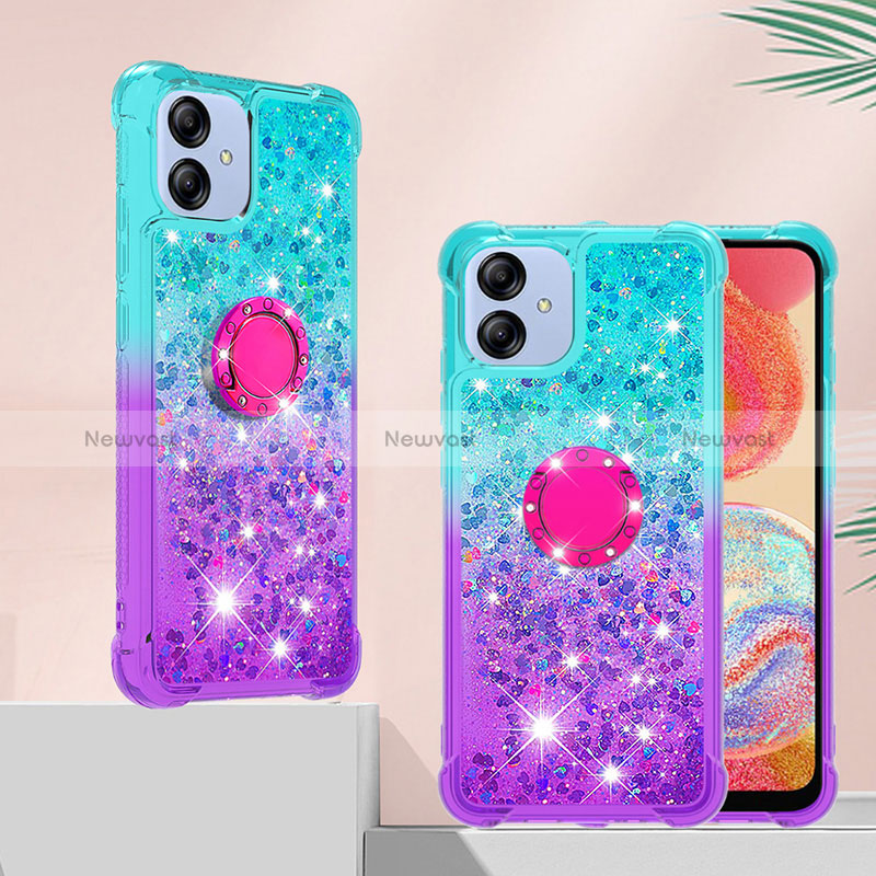 Silicone Candy Rubber TPU Bling-Bling Soft Case Cover with Finger Ring Stand YB2 for Samsung Galaxy A04E