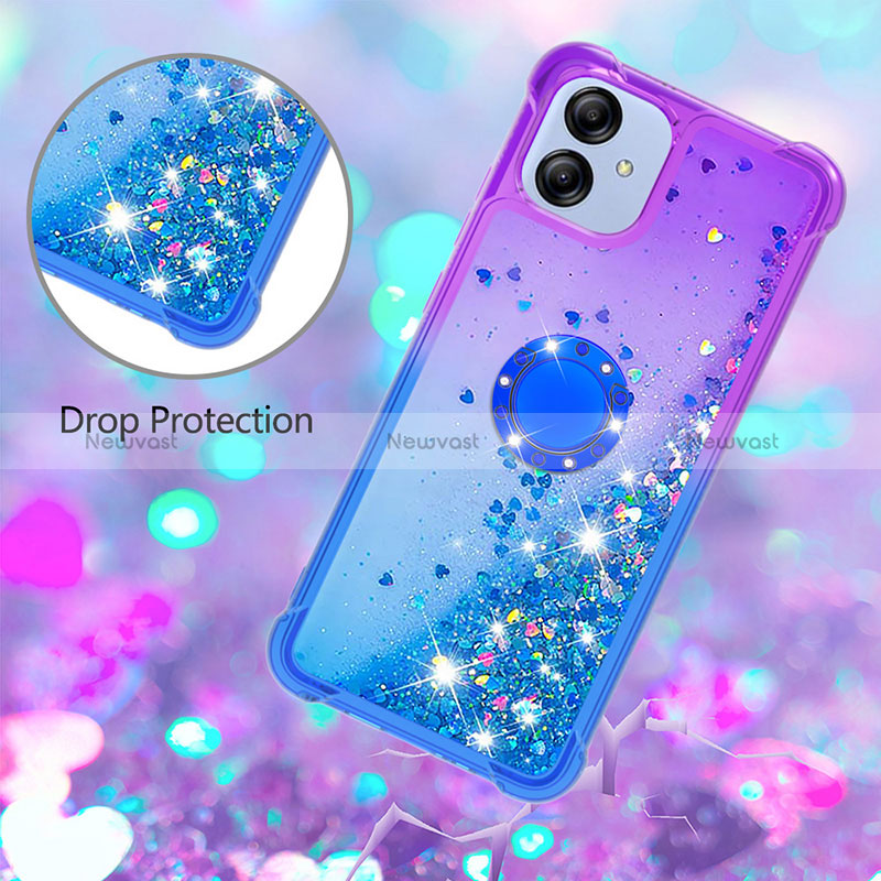 Silicone Candy Rubber TPU Bling-Bling Soft Case Cover with Finger Ring Stand YB2 for Samsung Galaxy A04E