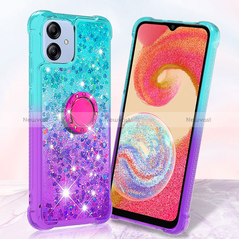 Silicone Candy Rubber TPU Bling-Bling Soft Case Cover with Finger Ring Stand YB2 for Samsung Galaxy M04