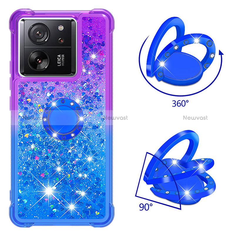 Silicone Candy Rubber TPU Bling-Bling Soft Case Cover with Finger Ring Stand YB2 for Xiaomi Mi 13T Pro 5G