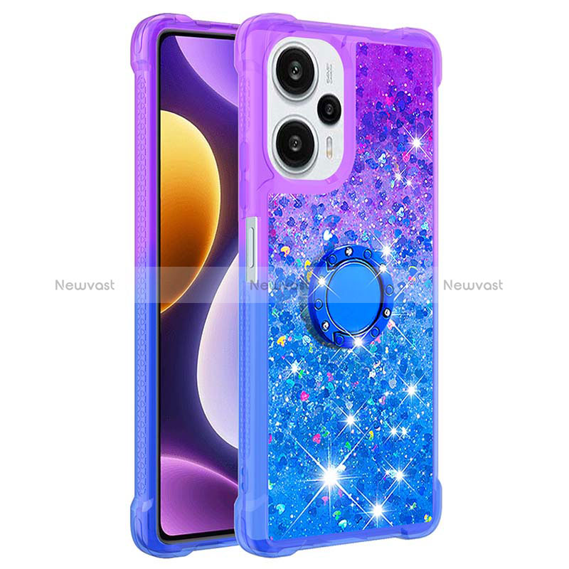 Silicone Candy Rubber TPU Bling-Bling Soft Case Cover with Finger Ring Stand YB2 for Xiaomi Poco F5 5G