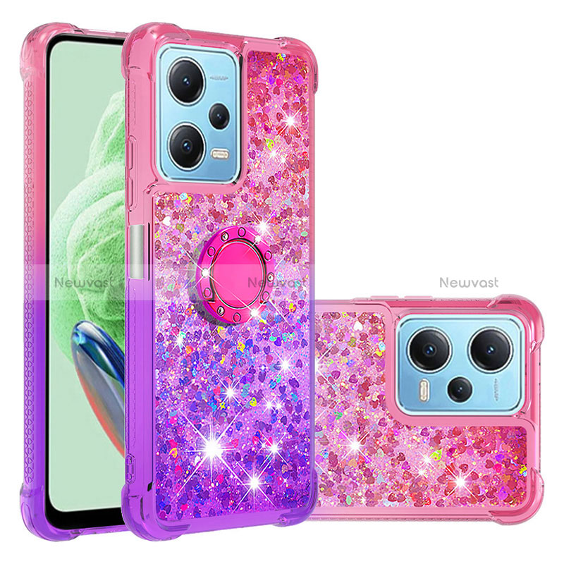 Silicone Candy Rubber TPU Bling-Bling Soft Case Cover with Finger Ring Stand YB2 for Xiaomi Poco X5 5G