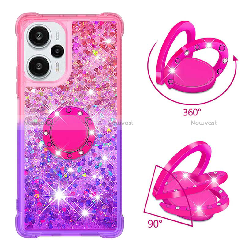 Silicone Candy Rubber TPU Bling-Bling Soft Case Cover with Finger Ring Stand YB2 for Xiaomi Redmi Note 12 Turbo 5G