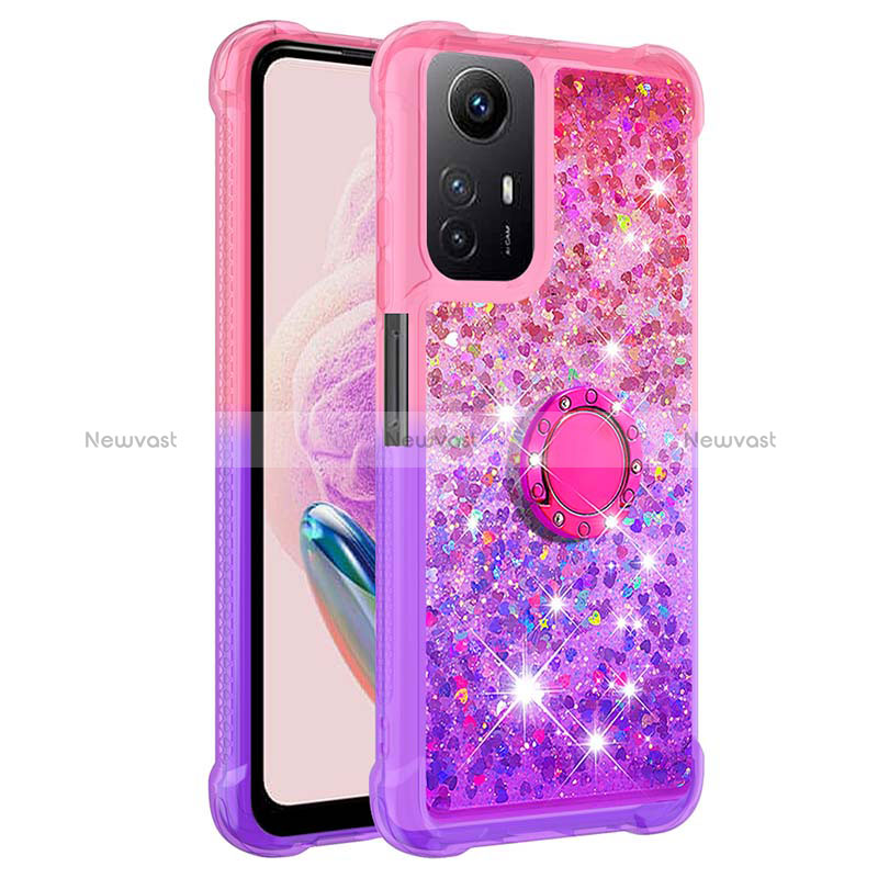 Silicone Candy Rubber TPU Bling-Bling Soft Case Cover with Finger Ring Stand YB2 for Xiaomi Redmi Note 12S