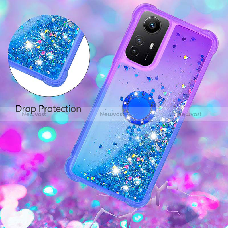 Silicone Candy Rubber TPU Bling-Bling Soft Case Cover with Finger Ring Stand YB2 for Xiaomi Redmi Note 12S