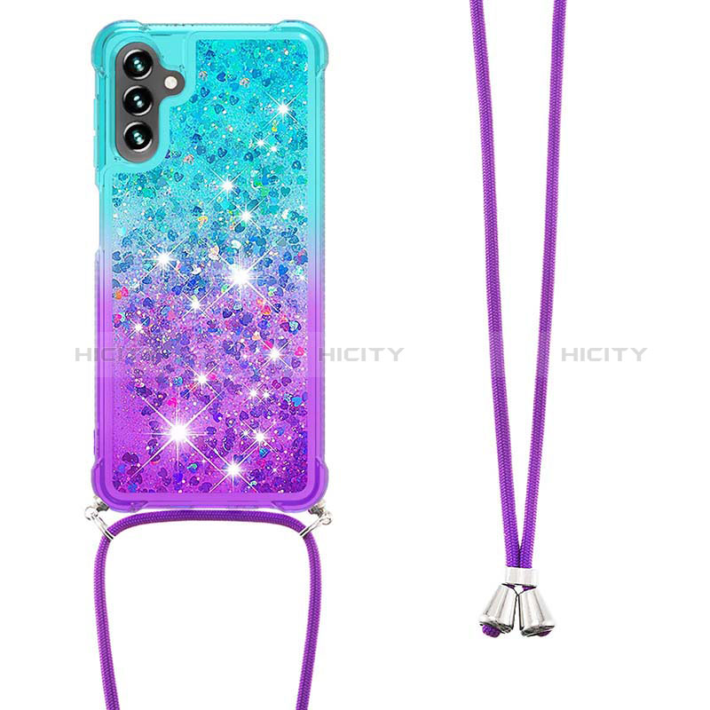 Silicone Candy Rubber TPU Bling-Bling Soft Case Cover with Lanyard Strap S01 for Samsung Galaxy A04s