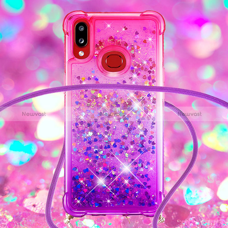 Silicone Candy Rubber TPU Bling-Bling Soft Case Cover with Lanyard Strap S01 for Samsung Galaxy A10s