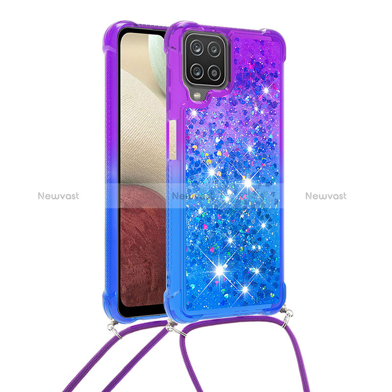 Silicone Candy Rubber TPU Bling-Bling Soft Case Cover with Lanyard Strap S01 for Samsung Galaxy A12 5G