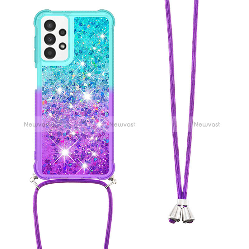 Silicone Candy Rubber TPU Bling-Bling Soft Case Cover with Lanyard Strap S01 for Samsung Galaxy A13 4G