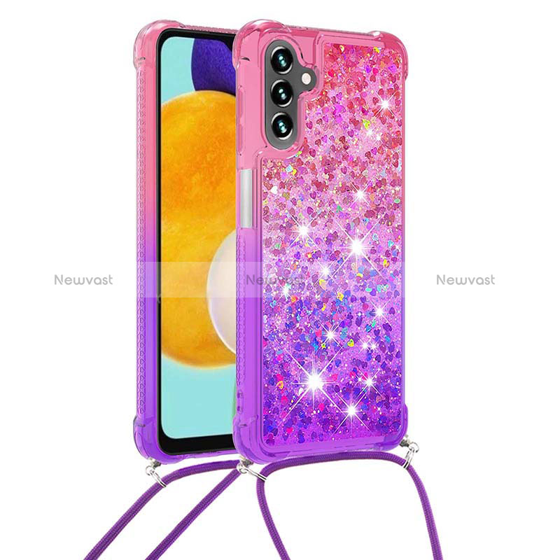 Silicone Candy Rubber TPU Bling-Bling Soft Case Cover with Lanyard Strap S01 for Samsung Galaxy A13 5G