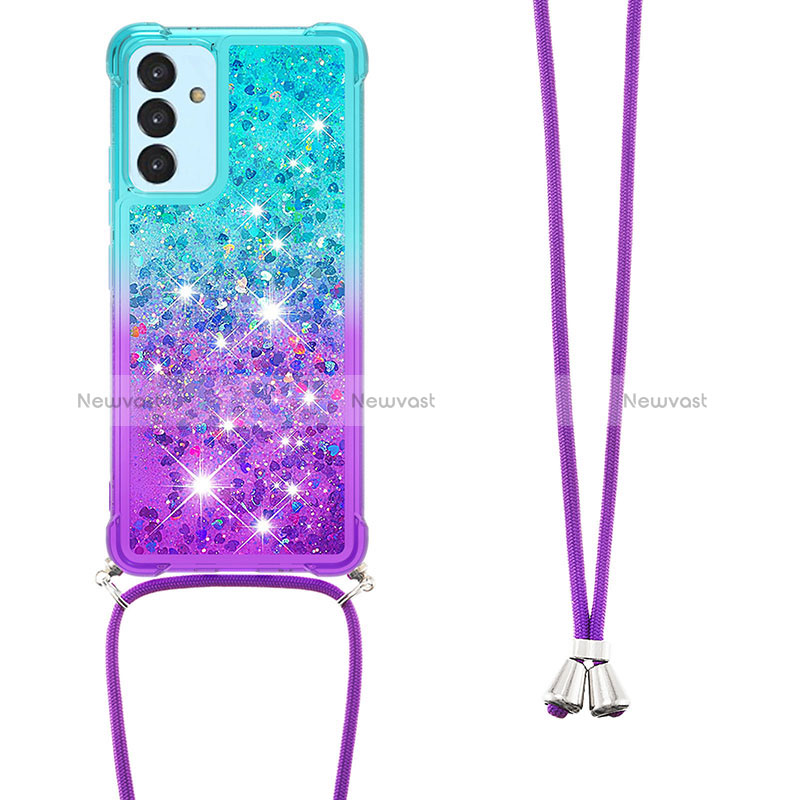 Silicone Candy Rubber TPU Bling-Bling Soft Case Cover with Lanyard Strap S01 for Samsung Galaxy A15 LTE