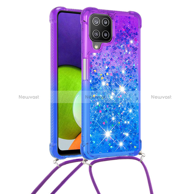 Silicone Candy Rubber TPU Bling-Bling Soft Case Cover with Lanyard Strap S01 for Samsung Galaxy A22 4G