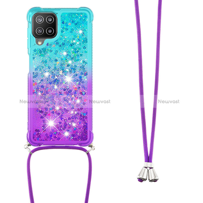 Silicone Candy Rubber TPU Bling-Bling Soft Case Cover with Lanyard Strap S01 for Samsung Galaxy A22 4G