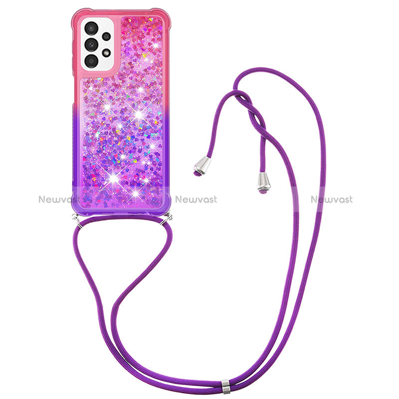 Silicone Candy Rubber TPU Bling-Bling Soft Case Cover with Lanyard Strap S01 for Samsung Galaxy A23 4G